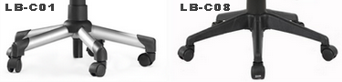разница между креслами LB-C01 и LB-C08 состоит в конструкции пятилучевой опоры